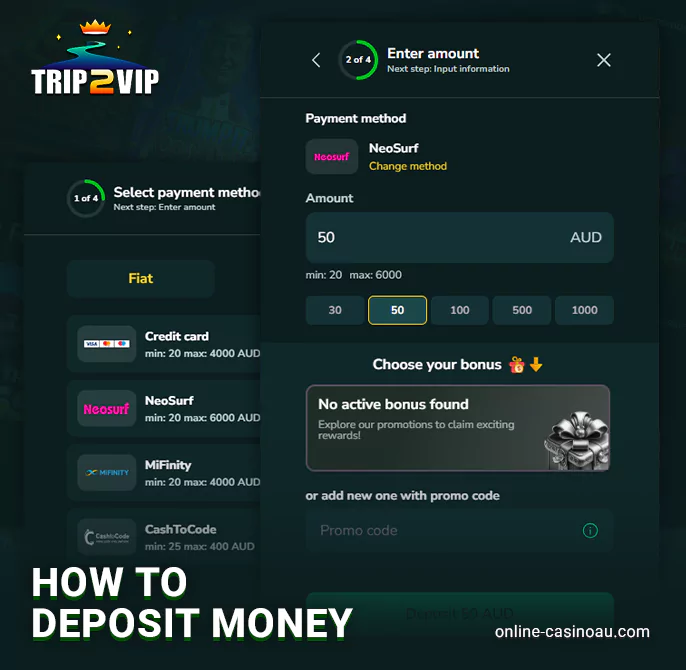 Trip2vip casino deposit guide for Australian residents