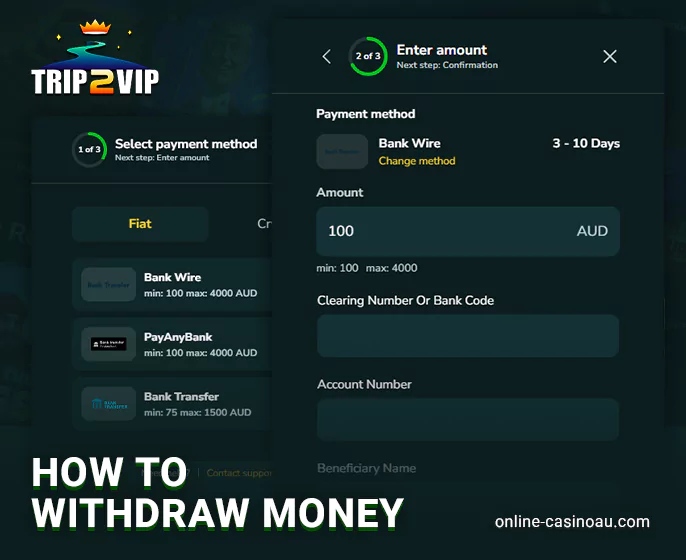 Withdraw real money from Trip2vip online casino