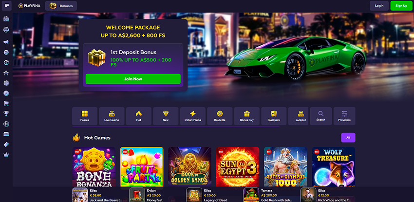 Playfina casino review for players from Australia