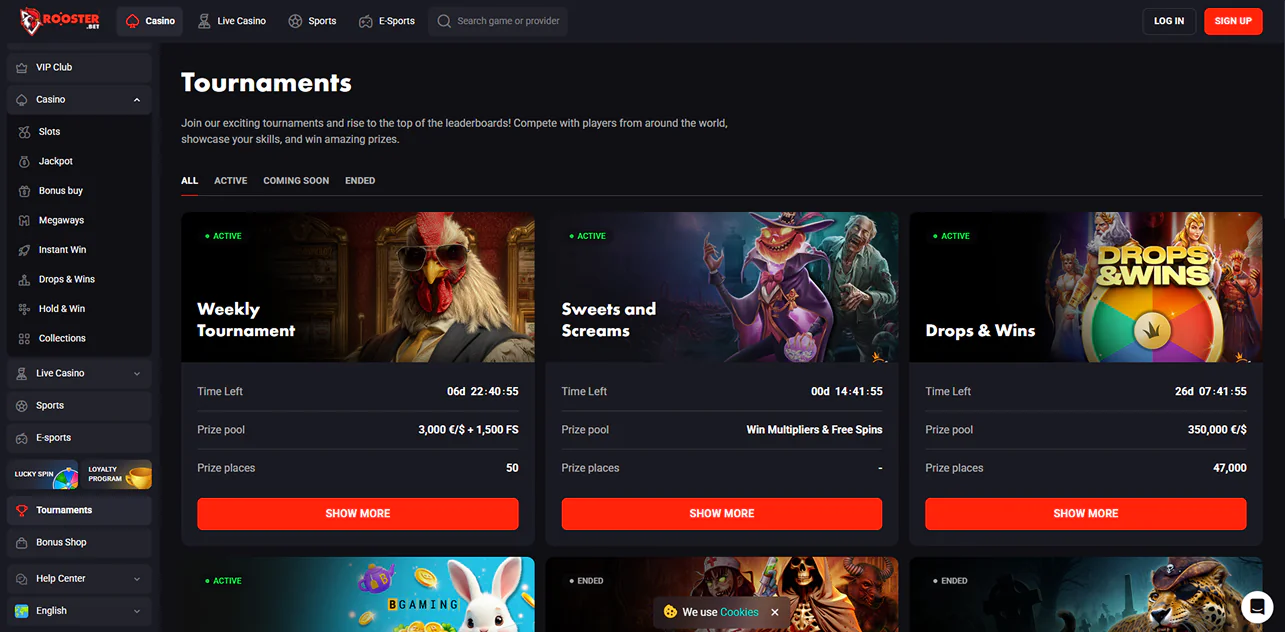 Rooster Bet tournaments for players form Australia