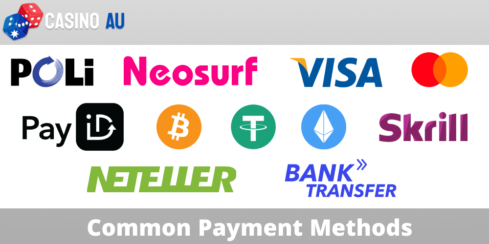 Payment options available in online casinos in Australia